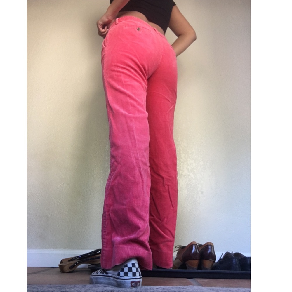 Low rise hot pink corduroy pants